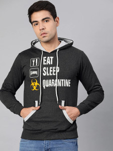 endgame printed hooded neck casual men black sweater