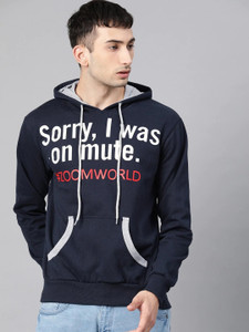 endgame printed hooded neck casual men dark blue sweater