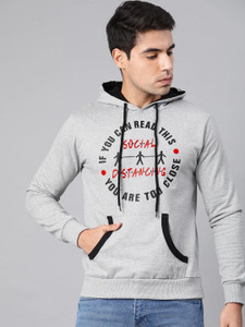 endgame printed hooded neck casual men grey sweater