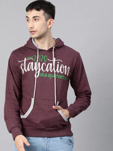 endgame printed hooded neck casual men maroon sweater