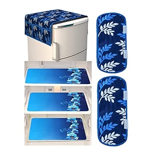 fridge cover for top 21 x 39 inches 2 handle cover 3 piece fridge mats blue leaf 32