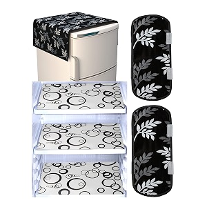 fridge cover for top 21 x 39 inches 2 handle cover 3 piece fridge mats black leaf 32