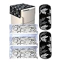 Fridge Cover for Top (21 X 39 Inches), 2 Handle Cover, 3 Piece Fridge Mats (Black leaf 32)