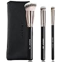 ENERGY Makeup Brush Set Professional 3pcs Foundation Concealer Detail Brushes Soft Synthetic Bristles Vegan Face Makeup Brushes for Liquid Cream Powder Flawless Blending Buffing with Travel Case