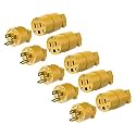 ENERLITES NEMA 5-15P Male Plug & 5-15R Female Connector Set, Yellow, 5 Pack