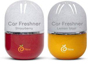 enew lemon blast  strawberry car freshener diffuser set refreshdrive twist-activated car gel air freshener -lemon blast  strawberry 2 x 100 ml