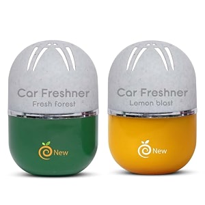 refreshdrive twist-activated car gel air freshener - lemon blast amp fresh forest - pack 2 long-lasting up to 30 days auto scent diffuser with easy on-off odor eliminator for car interior