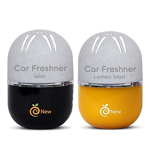 refreshdrive twist-activated car gel air freshener - lemon blast amp wish - pack 2 long-lasting fragrance up to 30 days auto scent diffuser with easy on-off odor eliminator for car interior