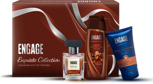 engage exquisite collection grooming kit 2 amber hues edp shower gel face wash 3 items in the set