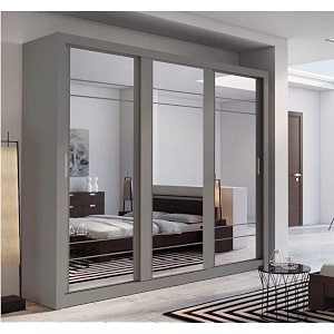 engenering Wood Sliding Wardrobe with Mirror modeb
