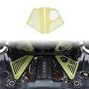 Engine Bay Panel Cover Compatible with Chevrolet Corvette C8 2020-2023, Aluminum Alloy Rear Engine Covers Left Right Engine Case Guards Protector Splash Shield, C8 Accessories (Yellow-obliquehole)