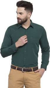 English Navy Men Solid Formal Green Shirt