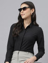 English Navy Women Solid Formal Black Shirt