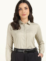 English Navy Women Striped Formal Beige Shirt