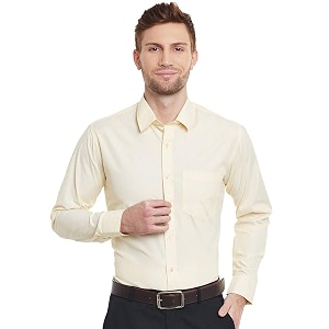 English Navy Men Spread Collar Solid Slim