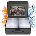 ENGPOW Photo Storage Box with 18 Inner 4" x 6" Photo Case(Clear), Fireproof Photo Organizer with Lock, Collapsible Portable Acid-Free Photo Keeper Craft Storage with Handles for Home, Office, travel