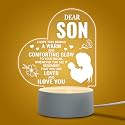 Engraved Acrylic Night Light for Son, Son Birthday Gift from Mom &amp; Dad, USB Acrylic Night Lamp with Base