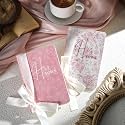 Engrowtic 2 Pcs Wedding Vow Books His and Hers Pink Floral Ribbon