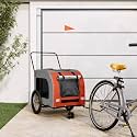 Enhance Outdoor Adventures with Pet Bike Trailer, Sturdy Iron Frame, Zippered Access, Suitable for Dogs and Pets, Orange and Gray