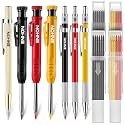 Enhon 6 Pack Carpenter Pencil with Sharpener, Mechanical Carpenter Pencils with 36 Refills, Heavy Duty Construction Pencil Woodworking Tools for Architect Marking
