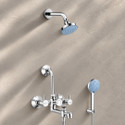 ENICET Brass Wall Mixer With Overhead Shower, 190mm Long Bend Pipe, Chrome Finish, Shower Set, Wall Mixer for Bathroom, Water Mixer Tap for Bathroom Full Set, rain flow (Chrome)