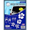 Enjoy It Beach Car Stickers, 9 Pieces, Outdoor Rated Vinyl Sticker Decals (Hibiscus, Sea Turtle, Flip Flops)