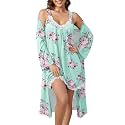 ENJOYNIGHT Women's Robe Set Sexy V-Neck Camisole Lingerie Nightgown