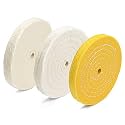 ENKAY - 6" Spiral Sewn, Loose Cotton and Treated Buffing Wheels (3 Pack) for Polishing Metal and More, for Use with Polishing Compounds, Buffing Machines & Bench Grinders