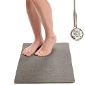 ENKOSI Loofah Non-Slip Shower and Bath Mat - Soft Cushioned Comfort - No Suction Cups for Smooth or Textured Tubs - Fast Draining - Safety for Bathroom, Family, Kids, and Elderly 24x16 (Grey)