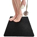 ENKOSI Loofah Non-Slip Shower and Bath Mat - Soft Cushioned Comfort - No Suction Cups for Smooth or Textured Tubs - Fast Draining - Safety for Bathroom, Family, Kids, and Elderly (24x16 Black)