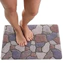 ENKOSI Loofah Non-Slip Shower and Bath Mat - Soft Cushioned Comfort - No Suction Cups for Smooth or Textured Tubs - Fast Draining - Safety for Bathroom, Family, Kids, and Elderly (24x16 Stone Path)