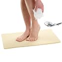 ENKOSI Loofah Non-Slip Shower and Bath Mat - Soft Cushioned Comfort - No Suction Cups for Smooth or Textured Tubs - Fast Draining - Safety for Bathroom, Family, and Elderly (24x16 Light Beige)