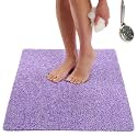 Enkosi Loofah Non-Slip Shower Mat - Shower Floors, Bathtub, Bathrooms, Wet Areas - Cushioned Bath Mat with Drain Holes - Quick Dry PVC, Secure Safety Pad Without Suction Cups (32x24 Purple)