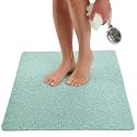 Enkosi Loofah Non-Slip Shower Mat - Shower Floors, Bathtub, Bathrooms, Wet Areas - Cushioned Bath Mat with Drain Holes - Quick Dry PVC, Secure Safety Pad Without Suction Cups (32x24 Aqua Green)
