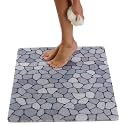 Enkosi Loofah Non-Slip Shower Mat - Shower Floors, Bathtub, Bathrooms, Wet Areas - Cushioned Bath Mat with Drain Holes - Quick Dry PVC, Secure Safety Pad Without Suction Cups (32x24 Pebble Blue)