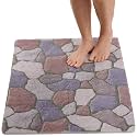 Enkosi Loofah Non-Slip Shower Mat - Shower Floors, Bathtub, Bathrooms, Wet Areas - Cushioned Bath Mat with Drain Holes - Quick Dry PVC, Secure Safety Pad Without Suction Cups (32x24 Stone Path)