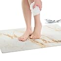 Enkosi Loofah Non-Slip Shower Mat - Shower Floors, Bathtub, Bathrooms, Wet Areas - Cushioned Bath Mat with Drain Holes - Quick Dry PVC, Secure Safety Pad Without Suction Cups (32x24 Marble Gold)