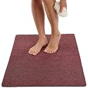 Enkosi Loofah Non-Slip Shower Mat - Shower Floors, Bathtub, Bathrooms, Wet Areas - Cushioned Bath Mat with Drain Holes - Quick Dry PVC, Secure Safety Pad Without Suction Cups (32x24 Brown)