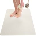 Enkosi Loofah Non-Slip Shower Mat - Shower Floors, Bathtub, Bathrooms, Wet Areas - Cushioned Bath Mat with Drain Holes - Quick Dry PVC, Secure Safety Pad Without Suction Cups (32x24 White)
