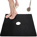 Enkosi Loofah Shower Mat with Drain Hole – Cushioned Anti-Slip Square Bath Mat for Showers, and Bathroom Floors – Textured PVC, Non Slip Safety Pad for Walk-in Stalls and Wet Areas (27x27 Black)