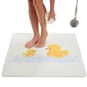 ENKOSI Loofah Shower Mat for Kids – Non-Slip Square Bath Mat with Duck Print – Extra Large 31x31 Mat for Inside Shower, Bathroom, Tubs– Soft, Kid-Friendly, and Secure (31x31 Duck)