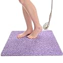 Enkosi Loofah Shower Mat Non-Slip - Anti-Slip Bath Mat for Inside Showers, Tub, Bathtub, Bathroom - Quick Dry PVC with Drain Holes - Cushioned Safety Grip - Secure for Kids and Elderly (Purple 24x24)