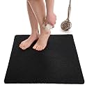 Enkosi Loofah Shower Mat Non-Slip - Anti-Slip Bath Mat for Inside Showers, Tub, Bathtub, Bathroom - Quick Dry PVC with Drain Holes - Cushioned Safety Grip - Secure for Kids and Elderly (Black 24x24)