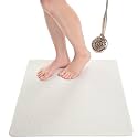 Enkosi Loofah Shower Mat Non-Slip - Anti-Slip Bath Mat for Inside Showers, Tub, Bathtub, Bathroom - Quick Dry PVC with Drain Holes - Cushioned Safety Grip - Secure for Kids and Elderly (White 24x24)
