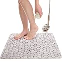 Enkosi Loofah Shower Mat Non-Slip - Anti-Slip Bath Mat for Inside Showers, Tub, Bathtub, Bathroom - Quick Dry PVC with Drain Holes - Cushioned Safety Grip - Secure for Kids and Elderly (Pebble 24x24)