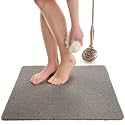 Enkosi Loofah Shower Mat Non Slip – Square Anti Slip Bath Mat for Inside Showers, Bathtub, Tub, Bathroom - Grey, Cushioned, Quick Dry PVC, with Drain Holes - Secure Grip Safety Pad (Grey 24x24)