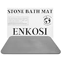 ENKOSI Stone Bath Mat for Bathroom - Grey Diatomite Bath Mat 23.5x15