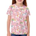 ENLACHIC Girls Teens Pink Flamingo Printed Summer Short Sleeve T-Shirts Cute 3-16 Years