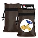 Enlarge Outdoor Faucet Cover for Winter Freeze Protection, 3M Thinsulate, 10"H x 6.3"W Hose Bib Covers for Wall Taps Outside, Waterproof & Frost Free Insulated Spigot Cover, 2 Pcs Faucet Socks - Brown