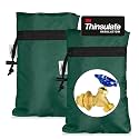 Enlarge Outdoor Faucet Cover for Winter Freeze Protection, 3M Thinsulate, 10"H x 6.3"W Hose Bib Covers for Wall Taps Outside, Waterproof & Frost Free Insulated Spigot Cover, 2 Pcs Faucet Socks - Green